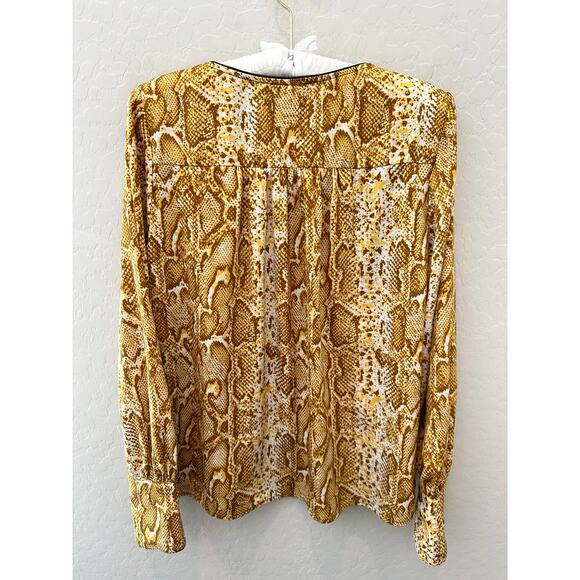 ANTHROPOLOGIE Current Air Snakeskin Blouse Animal Print VNeck Long Sleeve Medium - Picture 4 of 7